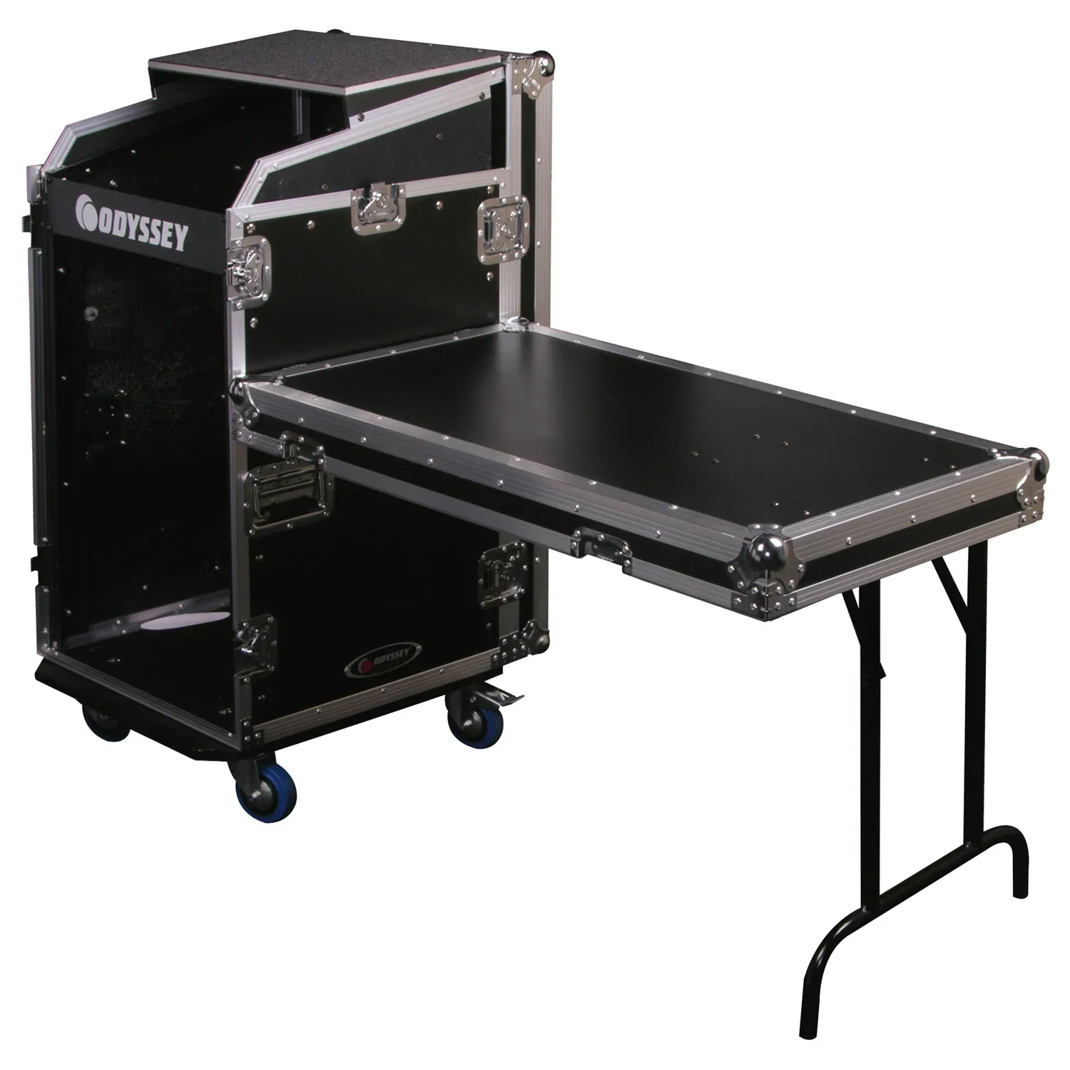 odyssey-flight-zone-rack-combo-27u-flight-case-glide-roulettes image 2