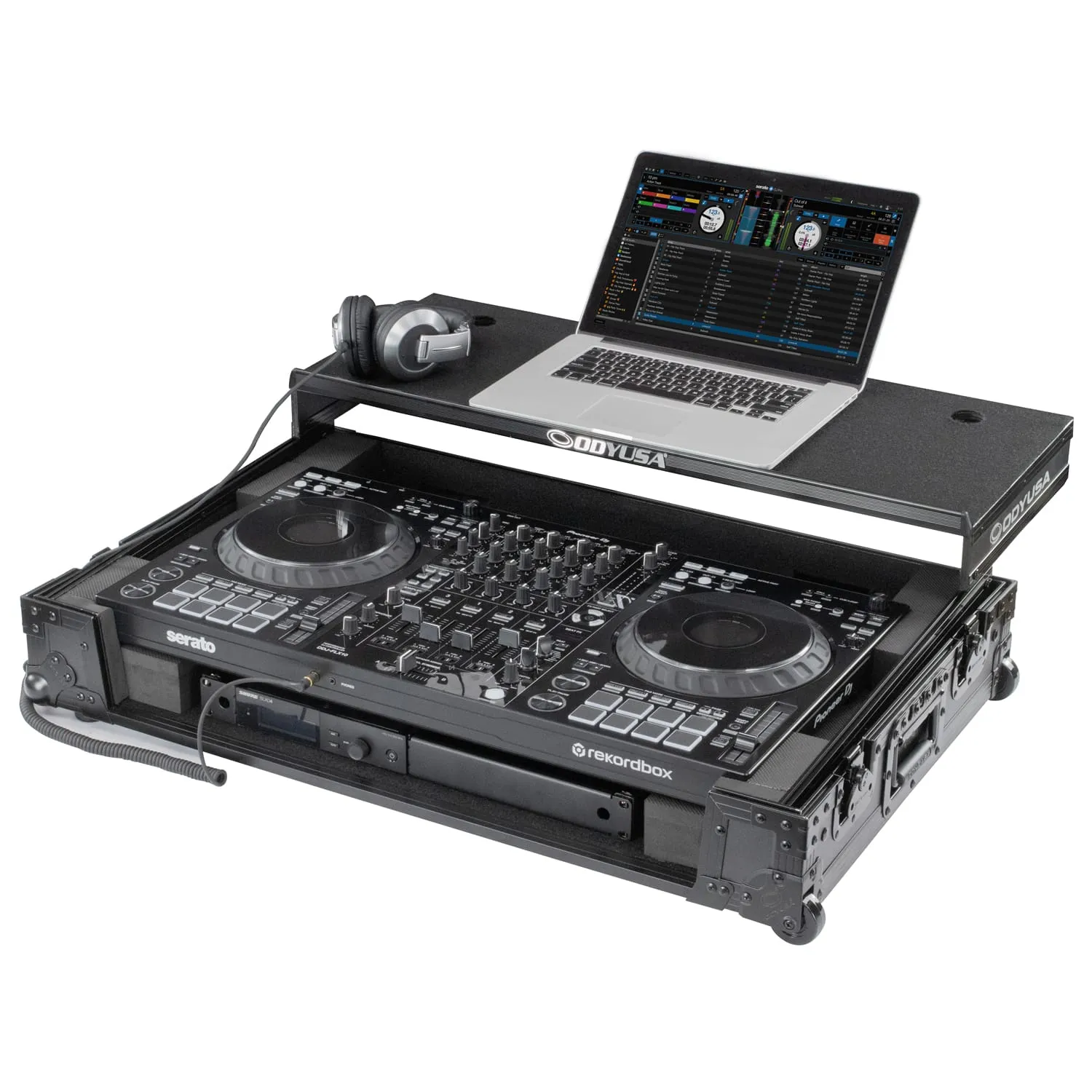 odyssey-black-label-ddj-flx10-flight-case-1u-glide-roulettes image 1