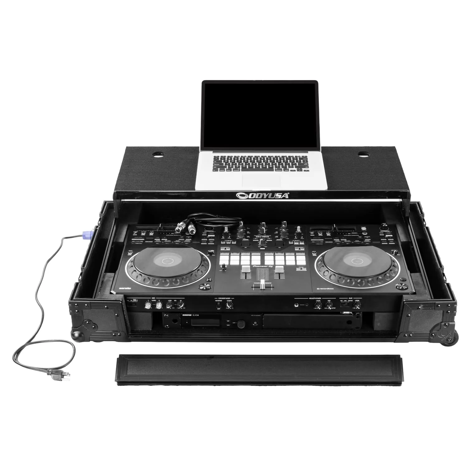 odyssey-flight-zone-ddj-rev5-flight-case-noir-1u-xlr-roulettes image 2