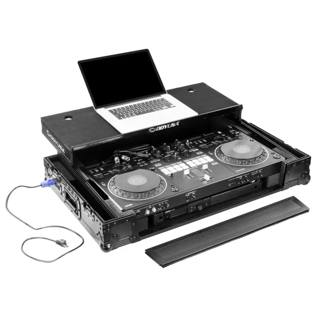 odyssey-flight-zone-ddj-rev5-flight-case-noir-1u-xlr-roulettes image 1
