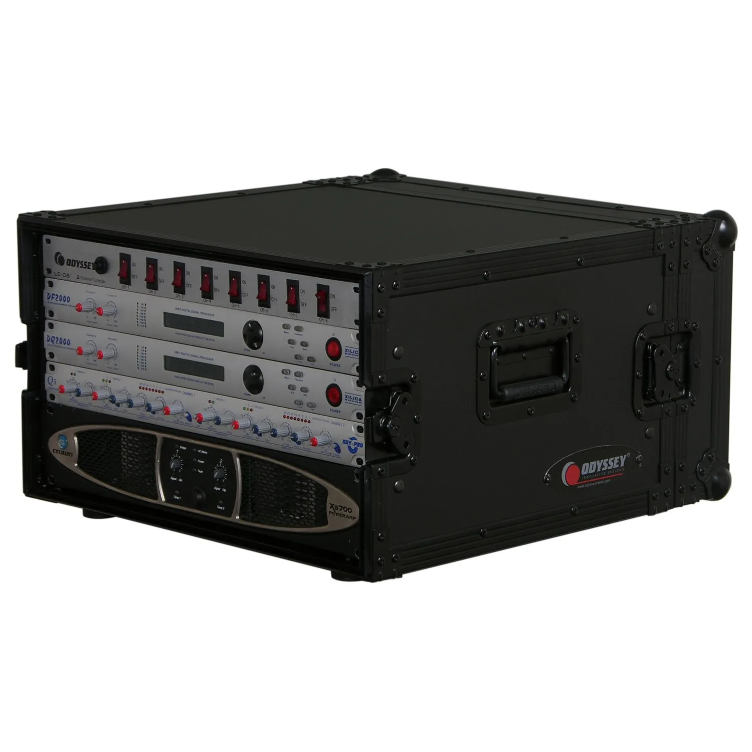 odyssey-black-label-rack-ampli-6u-19-noir-roulettes image 1