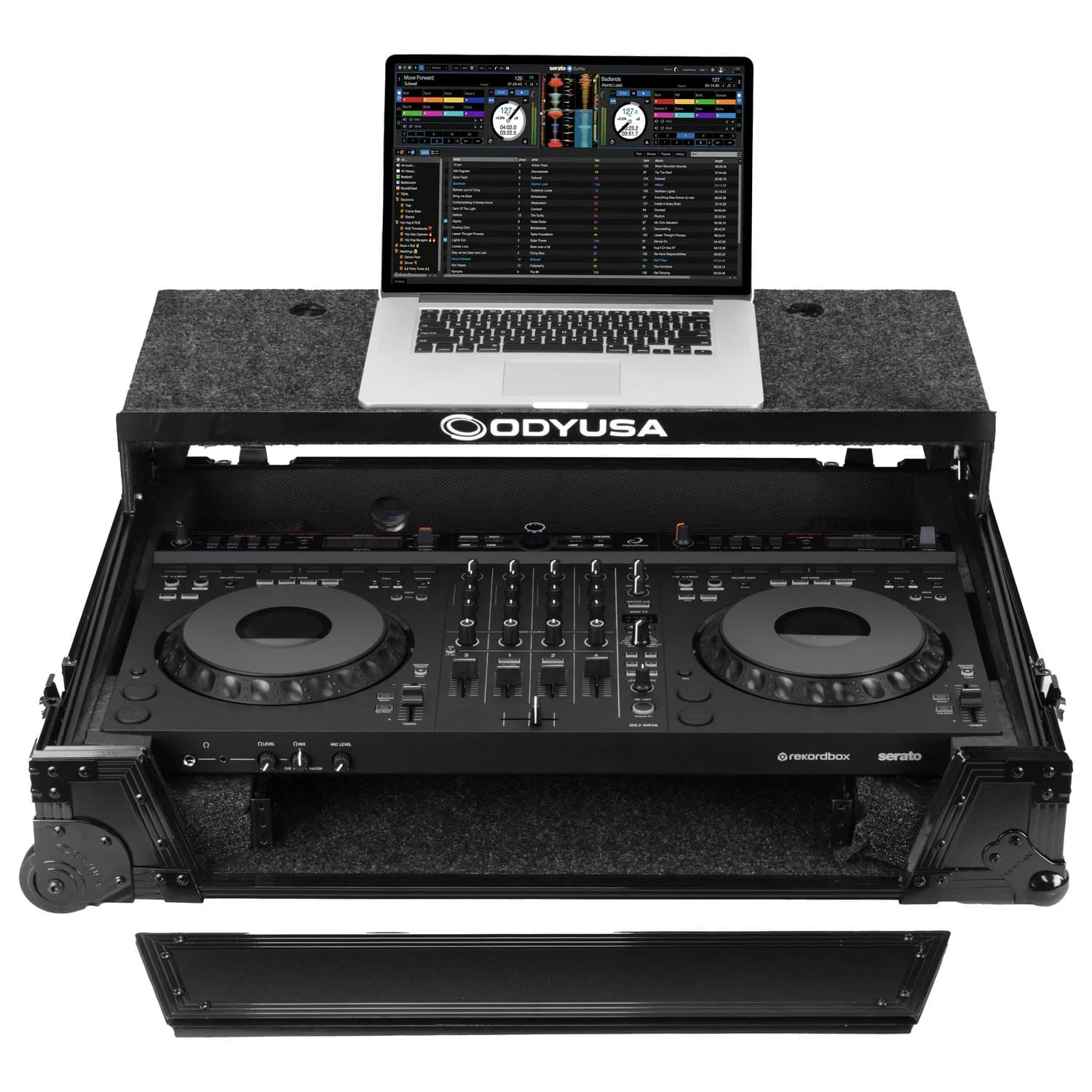odyssey-flight-zone-ddj-grv6-flight-case-1u-noir-roulettes image 2