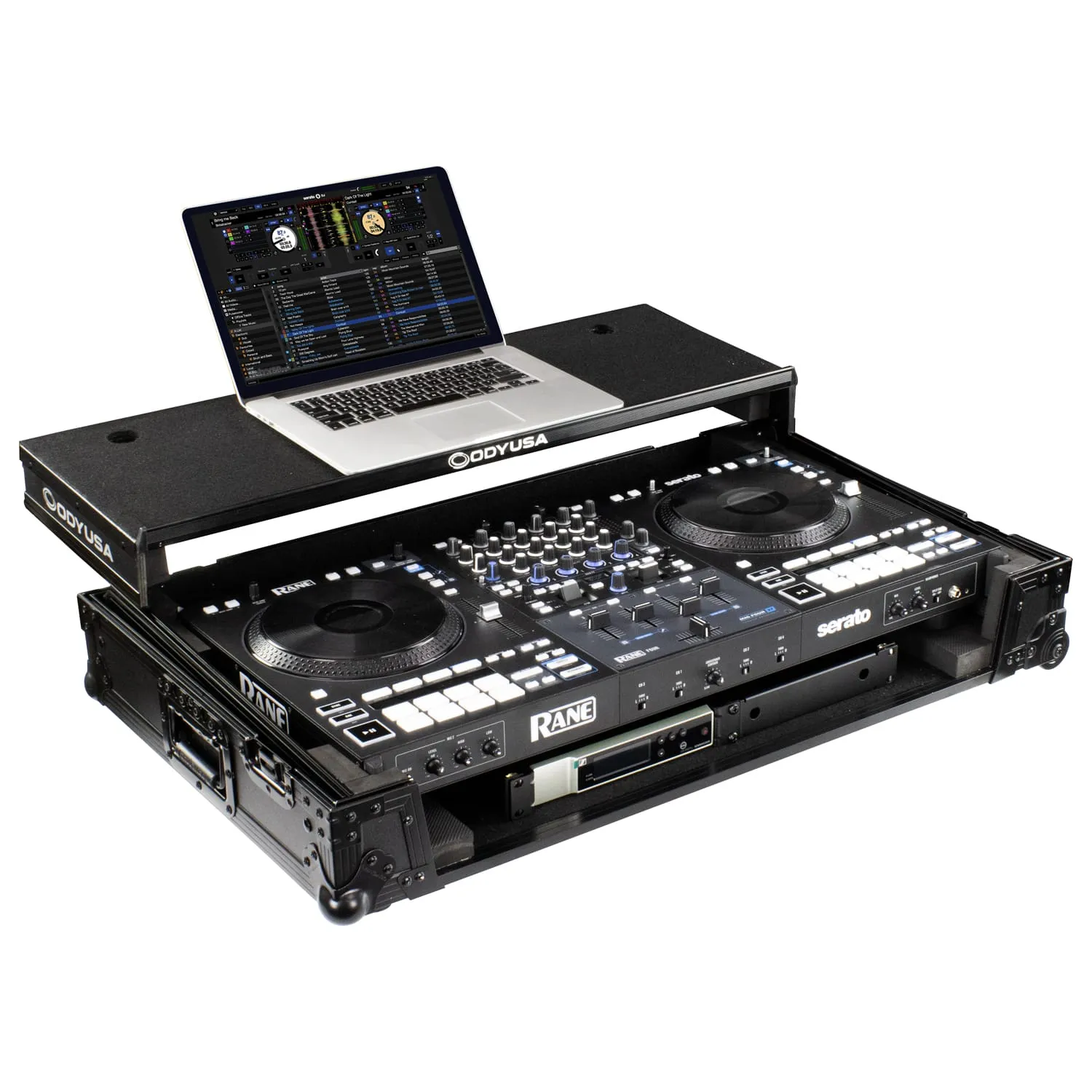 odyssey-black-label-flight-case-1u-rane-four-glide-roulettes image 2