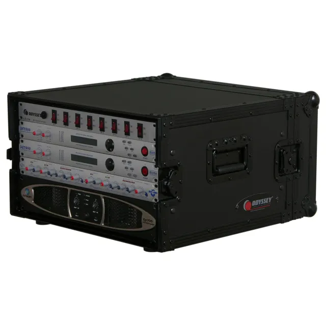 odyssey-black-label-rack-ampli-6u-19-noir-roulettes image 1