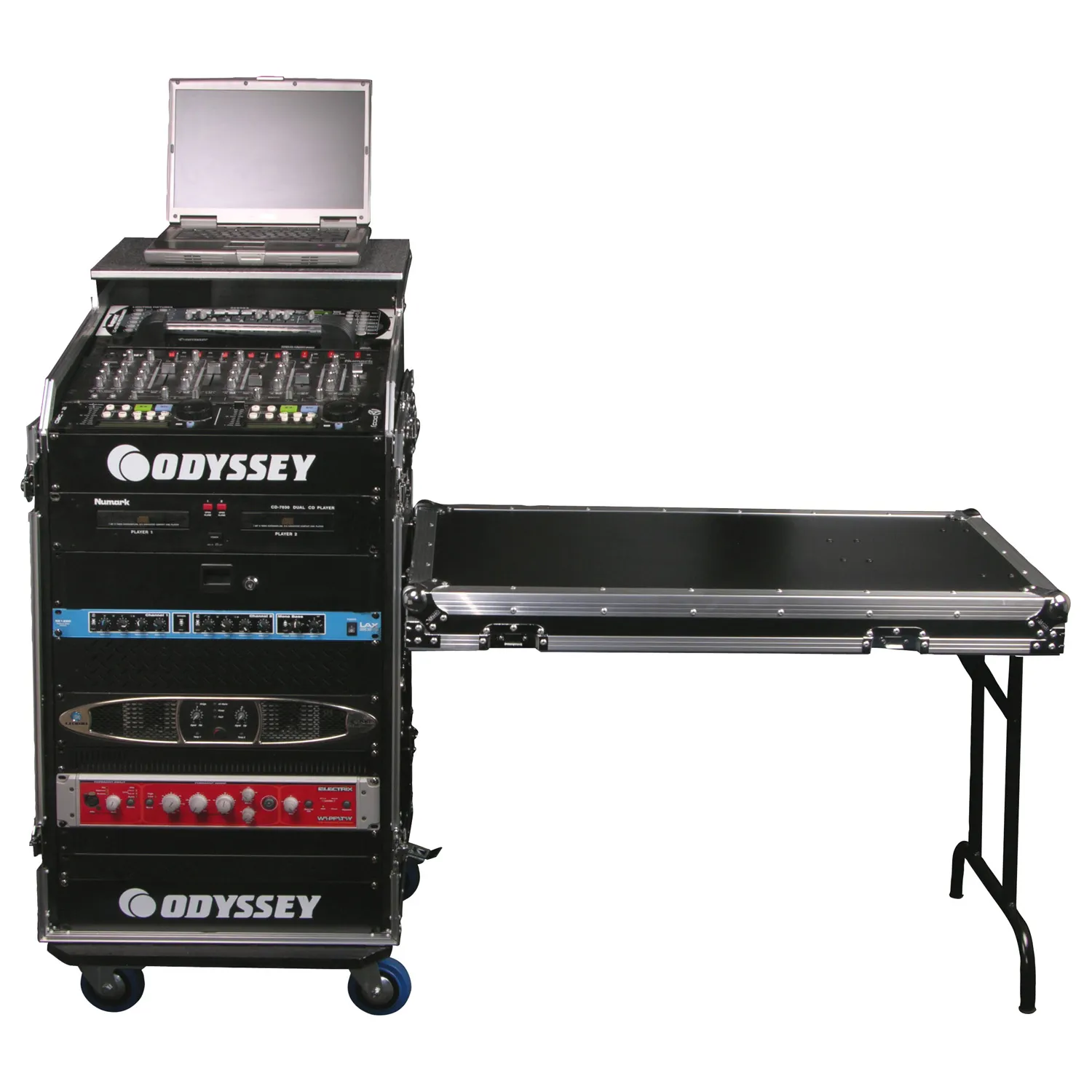 odyssey-flight-zone-rack-combo-27u-flight-case-glide-roulettes image 1