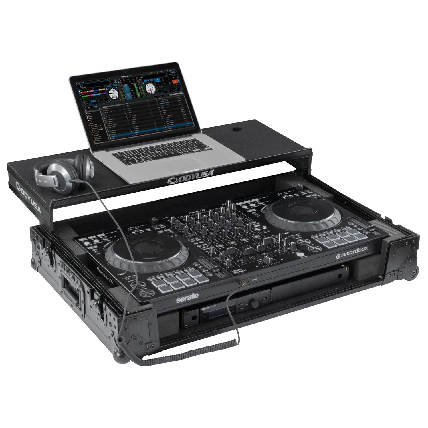odyssey-black-label-ddj-flx10-flight-case-1u-glide-roulettes image 2