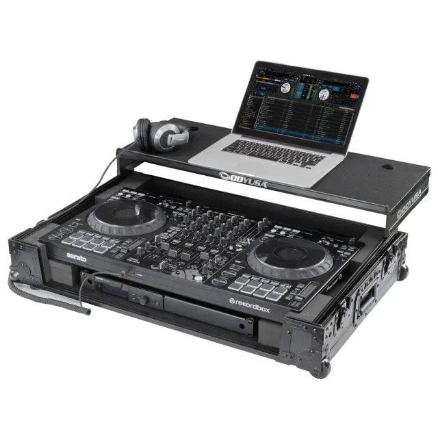 odyssey-black-label-ddj-flx10-flight-case-1u-glide-roulettes image 1
