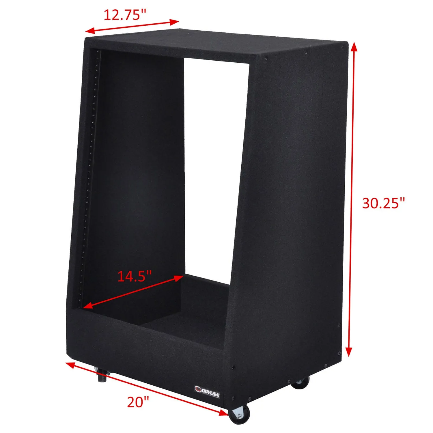 odyssey-carpeted-rack-studio-14u-roulettes-moquette-noire image 2