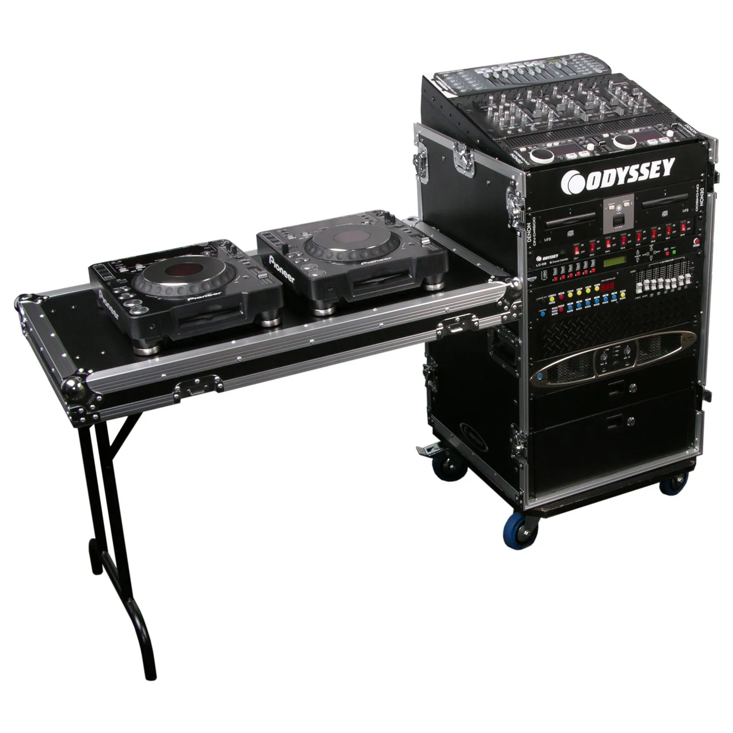 odyssey-flight-zone-rack-combo-11u-16u-tablette-et-roulettes image 2