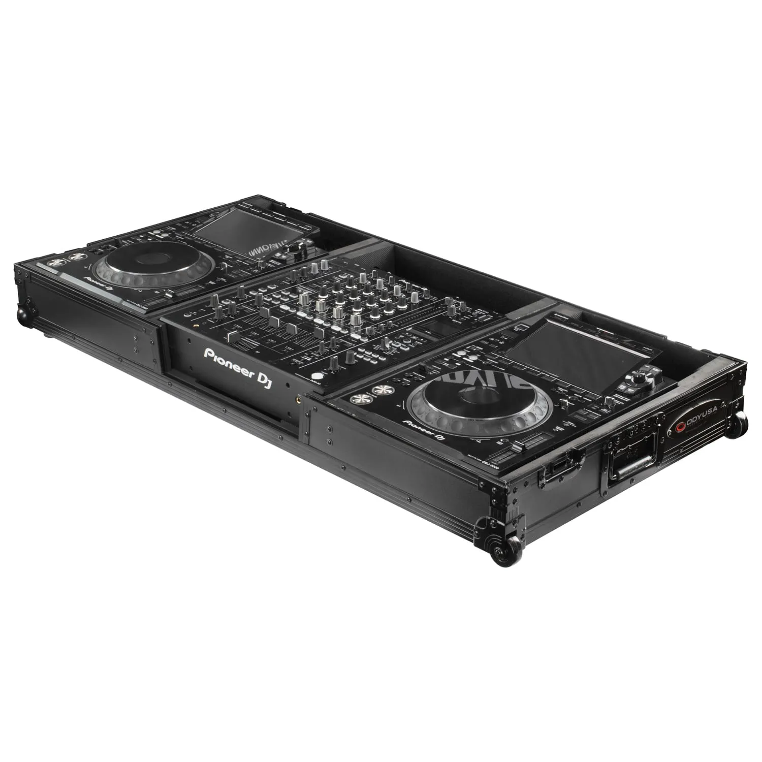 odyssey-black-label-flight-case-dj-djm-a9-cdj-3000-roulettes image 1